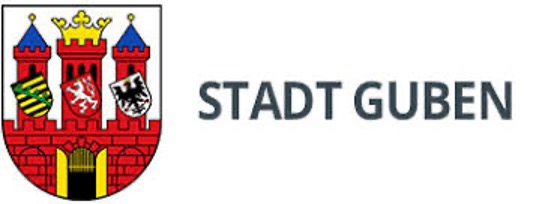 Logo der Stadt Guben bestehend aus Wappen und Schriftzug