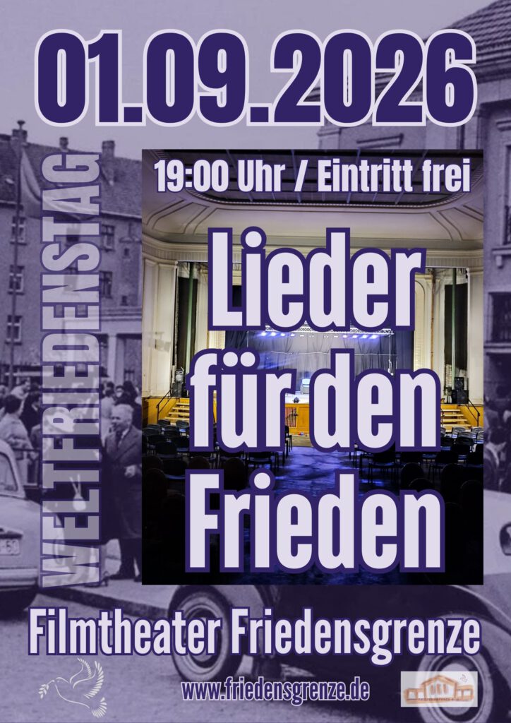 Plakat für "Lieder für den Frieden" am Weltfriedenstag den 01.09.2026
